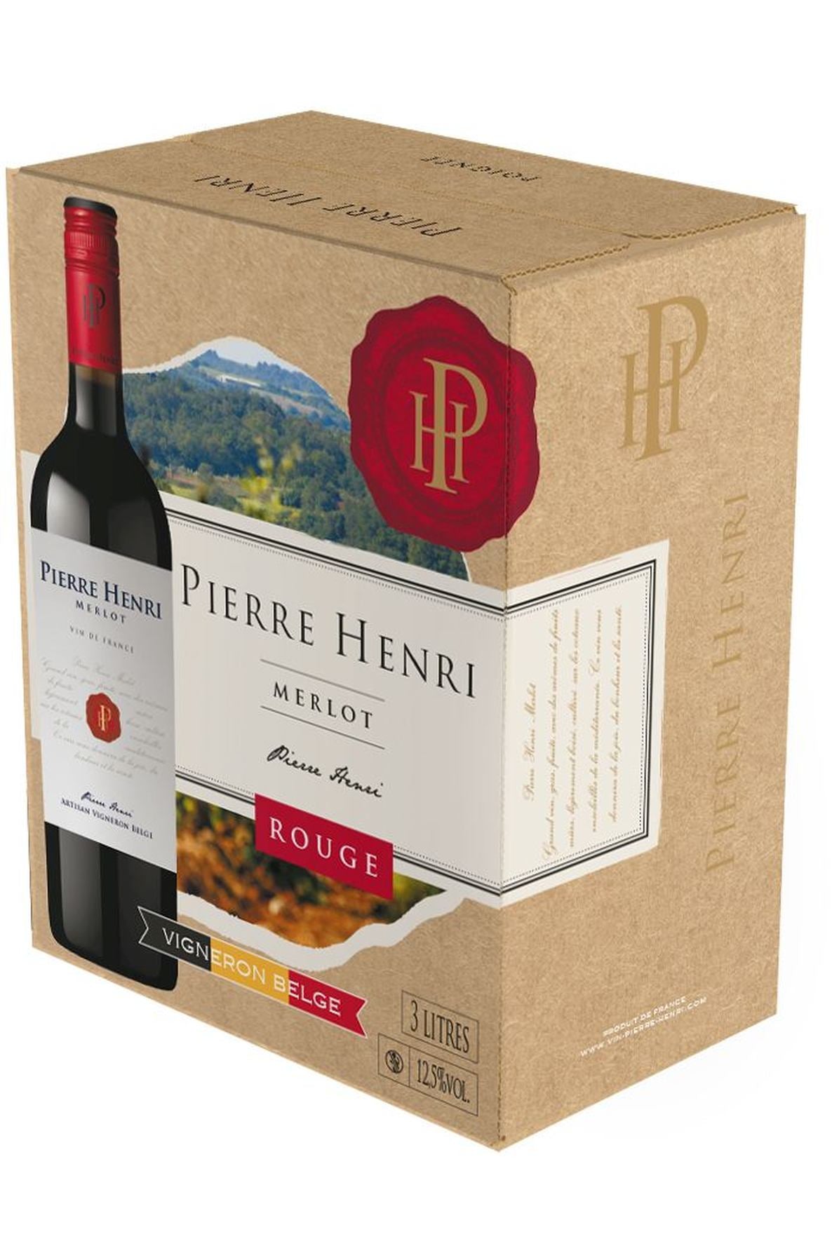 BIB 3L Pierre Henri vin de france merlot (même qualité ph 75cl igp)